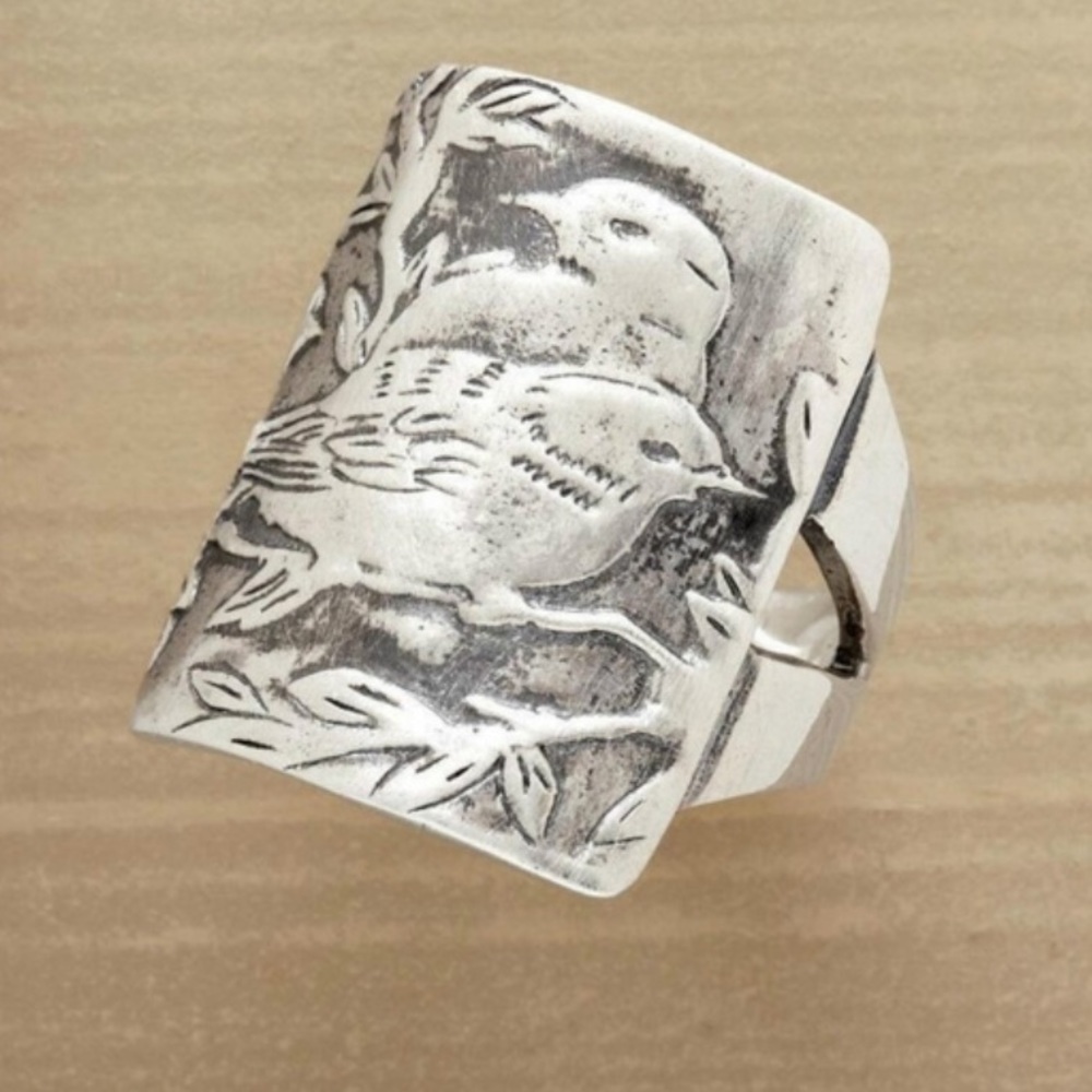 New Womans Princess Jewelry S925 Sterling Silver Handmade Vintage Love Bird Ring - Picture 4 of 13